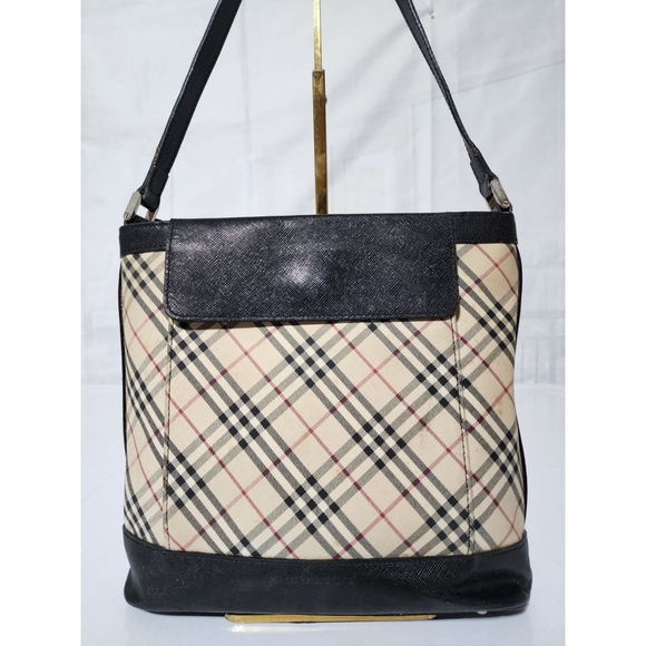 Burberry Vintage Nova Check Canvas Shoulder Bag Beige/Black - Picture 5 of 13